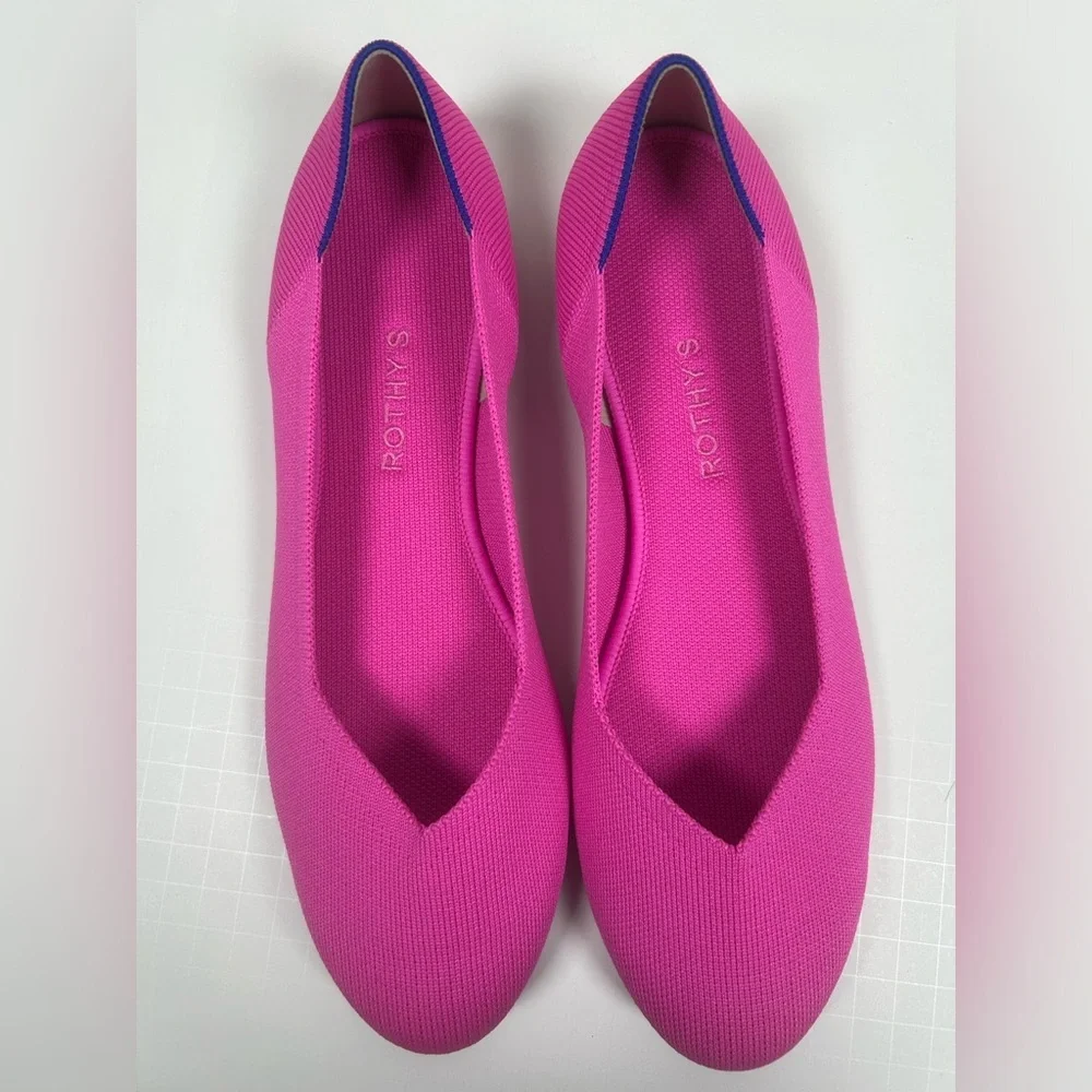 Rothy's Fuchsia Flats with Blue Trim Dragón Fruit - Picture 8 of 11